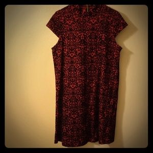 Red dress with velvet pattern